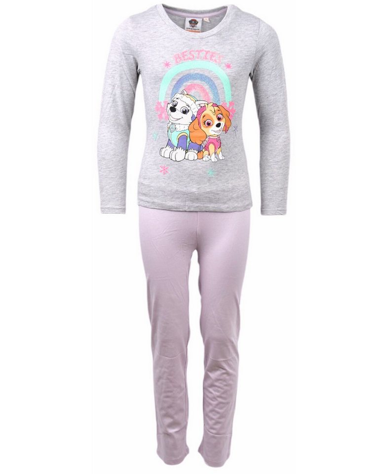 PAW PATROL Schlafanzug Skye & Everest (2 tlg) Mädchen Pyjama langarm mit Glitzer Gr. 98 - 128 cm von PAW PATROL