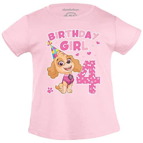 PAW PATROL - Skye Birthday Girl 4 Jahre Geburtstag Mädchen T-Shirt 104 Rosa von PAW PATROL
