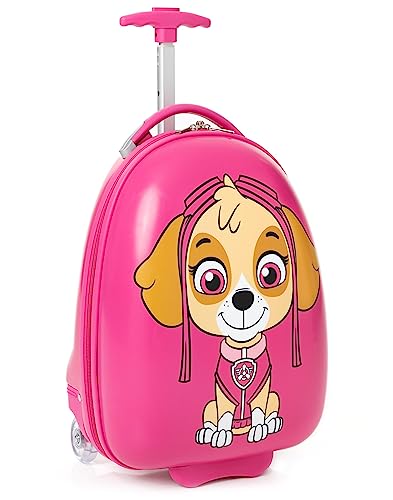 PAW PATROL Skye Koffer Kinder | Mädchen Rosa Kabine Kleiner Hart Cover Urlaub Carry On Trolley mit ausziehbarem Griff | Helikopter Rettungs Welpe animierter Charakter von PAW PATROL