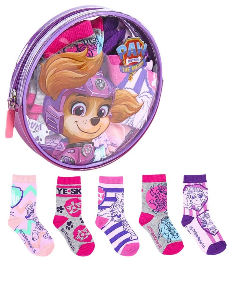 PAW PATROL Socken (5-Paar) Mädchen Strümpfe Set im Kulturbeutel Gr.19-30 von PAW PATROL