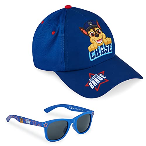 PAW PATROL Sonnenhut Kinder, Baseball Cap und Sonnenbrille Kinder Set UV Schutz, Kappe Kinder Jungen Einheitsgröße ab 3 Jahren (Blau) von PAW PATROL