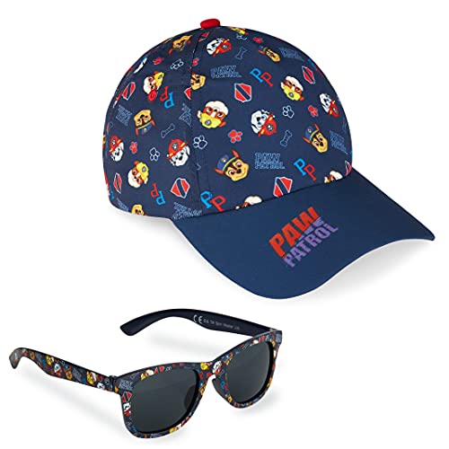 PAW PATROL Sonnenhut Kinder, Baseball Cap und Sonnenbrille Kinder Set UV Schutz, Kappe Kinder Jungen Einheitsgröße ab 3 Jahren (Marineblau) von PAW PATROL