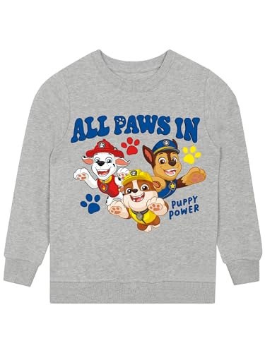 PAW PATROL Sweatshirt | Rubble, Marshall and Chase Pullover Für Jungs | Baumwolle Kinderkleidung Junge | Grau 104 von PAW PATROL