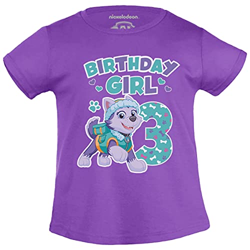 PAW PATROL T-Shirt Mädchen Everest Birthday Girl 3 Jahre Geburtstag Mädchen Tshirt 128 Lila von PAW PATROL