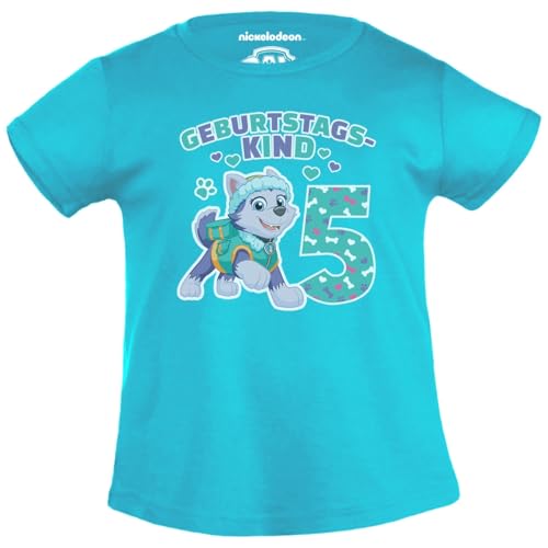 PAW PATROL Geburtstagskind 5 Jahre Geburtstag Everest Geschenk Mädchen T-Shirt 128 Hellblau von PAW PATROL