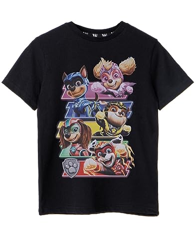 PAW PATROL The Mighty Movie Jungen Schwarzes T-Shirt | Abenteuer mit deinen Lieblings-Superhelden | Authentisches Merchandise Junge, mächtige Welpen von PAW PATROL