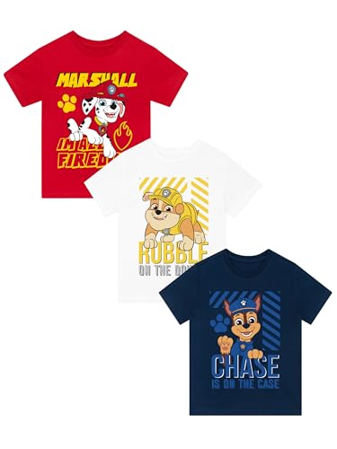 Paw Patrol Tshirt 3Er Pack | Rubble, Marshall Und Chase T Shirt | 3 ER Pack T-Shirts Für Jungen | Mehrfarbig 128 Paw Patrol Tshirt 3Er Pack | Rubble, Marshall Und Chase T Shirt | 3 ER Pack T-Shirts Für Jungen | Mehrfarbig 128 von Paw Patrol