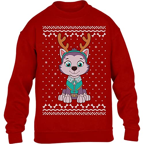 PAW PATROL Ugly Christmas Everest Weihnachten Kinder Pullover Sweatshirt 152 Rot von PAW PATROL