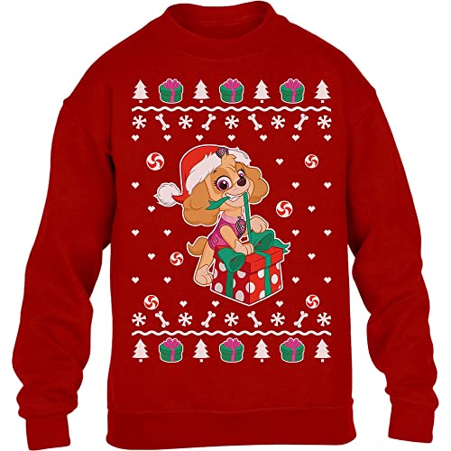 PAW PATROL Ugly Christmas Skye Weihnachten Kinder Pullover Sweatshirt 104 Rot von PAW PATROL