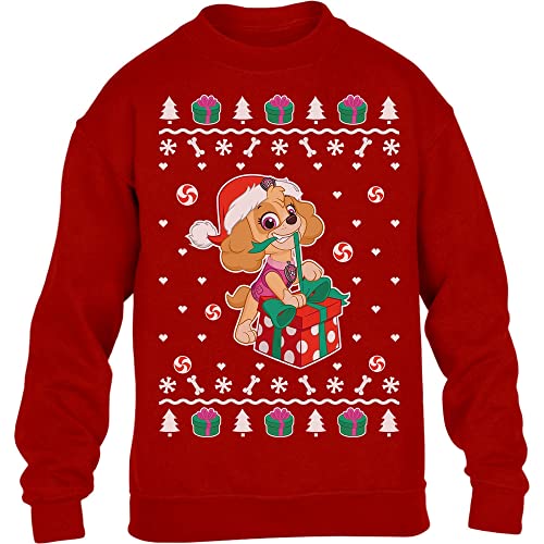 PAW PATROL Ugly Christmas Skye Weihnachten Kinder Pullover Sweatshirt 128 Rot von PAW PATROL