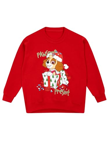 PAW PATROL Weihnachtspullover | Skye Mädchen Weihnachts Sweatshirt | Kinder Weihnachtspulli| Rot | 116 von PAW PATROL