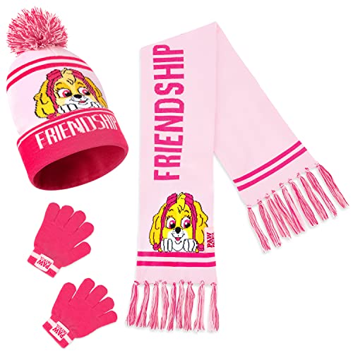 PAW PATROL Winter Mütze Kinder Mädchen Handschuh Set mit Schal Winter Set von PAW PATROL