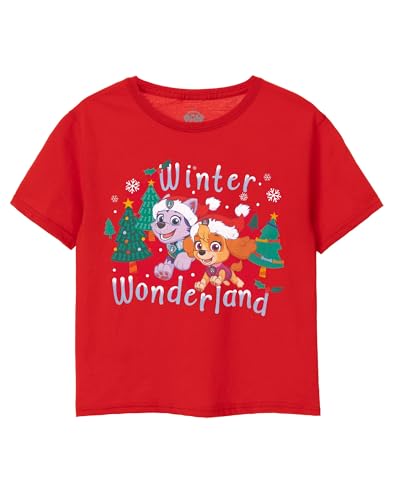 PAW PATROL Winter Wonderland Little Girls Rotes Kurzarm-T-Shirt | Begeben Sie Sich mit Ihren Lieblingswelpen auf EIN frostiges Weihnachtsabenteuer von PAW PATROL