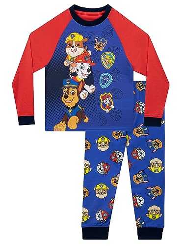 PAW PATROL Schlafanzug | Rubble, Chase, Marshall Kinder Schlafanzug Jungen | Langarm Pyjama Jungen Blau 92 von PAW PATROL