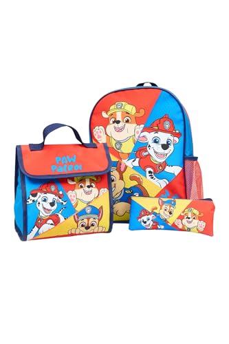 Paw Patrol Kinderrucksack-Lunch-Taschen & Federmäppchen-Set – 3-teiliges Schultaschen-Set für Kinder mit Chase Marshall und Rubble von PAW PATROL