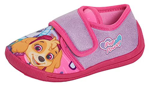 Paw Patrol Mädchen Hausschuhe Kinder Skye Everest Easy Fastasten rutschfeste Kinderzimmer-Haus Hallenschuhe, Pink/Violett, 23 EU von PAW PATROL