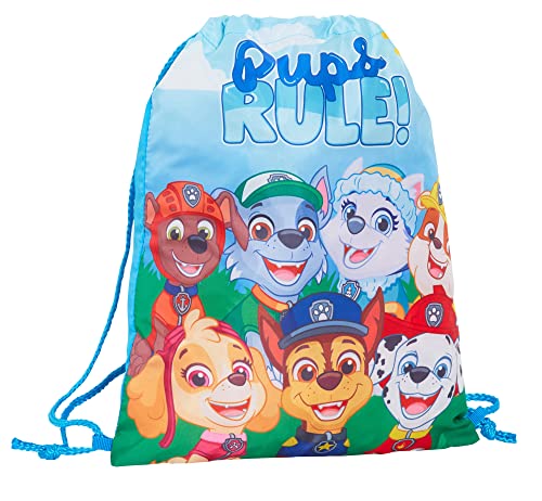 Paw Patrol Marshall Chase PE-Set mit Kordelzug, Turnbeutel, Kinder-Schwimmtasche, Kinderzimmer-Rucksack, blau / grün, Einheitsgröße, Beutel mit Kordelzug von PAW PATROL