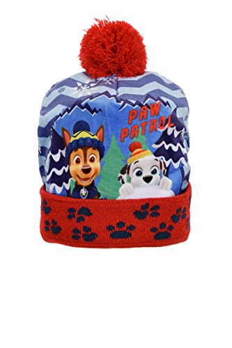 Paw Patrol warme Wintermütze für Jungen mit Bommel (Rot, Kopfumpfang 54 cm) von PAW PATROL