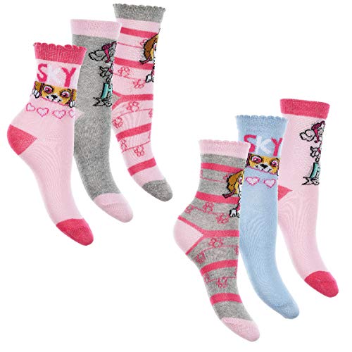 6er Pack Mädchen Socken Strümpfe Paw Patrol mit vielen verschiedenen Muster und Designs (Paw Patrol Mix 1, Schuhgröße EUR 27-30) von PAW Patrol - Helfer auf vier Pfoten