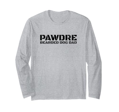 Funny Bearded Dog Dad. PAWDRE bearded Man with his and Dog Langarmshirt von PAWDRE