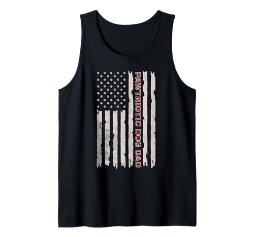 Herren PAWTRIOTIC Dog Dad Distressed print American Flag Dog Father Tank Top von PAWDRE