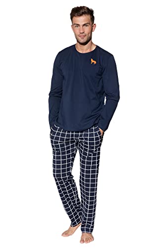 Herren Schlafanzug Baumwolle Zweiteiliger Pyjama Set Nachtwäsche von PAWO