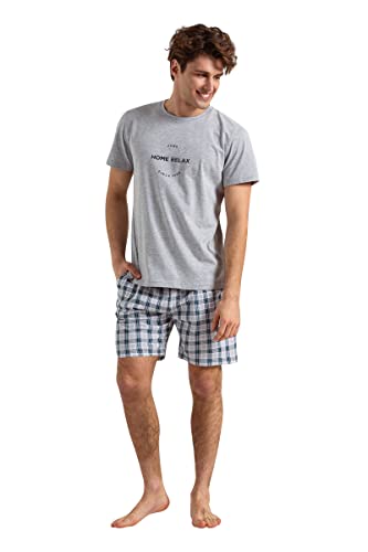 PAWO Schlafanzug Herren Kurz Shorts Herren Pyjama Herren Kurz Sommer Schlafanzug Herren Kurze Hose Baumwolle Schlafanzug Hose Herren Hausanzug Herren von PAWO