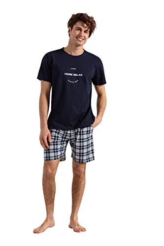 PAWO Schlafanzug Herren Kurz Shorts Herren Pyjama Herren Kurz Sommer Schlafanzug Herren Kurze Hose Baumwolle Schlafanzug Hose Herren Hausanzug Herren von PAWO