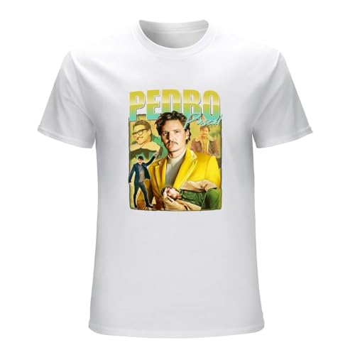 Pedro Pascal Homage T-Shirt Top Movie Icon Retro 90's Actor Gift Unisex T-Shirt White von PAXINROU