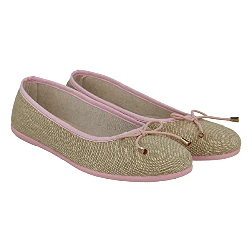 PAYMA - Damen Ballerinas. Flat Ballet. Flache Schuhe. Bequeme Sommerschuhe. rutschfeste Gummisohle. Gepolsterte Innensohle aus Leder. Runde Zehenkappe. Farbe: Beige. Größe: EU 37 von PAYMA