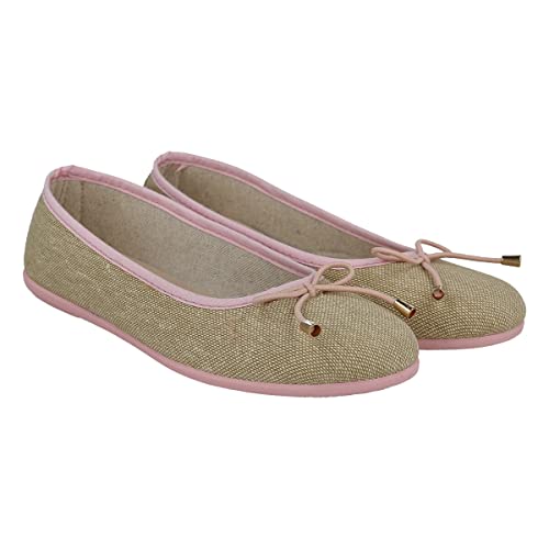 PAYMA - Damen Ballerinas. Flat Ballet. Flache Schuhe. Bequeme Sommerschuhe. rutschfeste Gummisohle. Gepolsterte Innensohle aus Leder. Runde Zehenkappe. Farbe: Beige. Größe: EU 40 von PAYMA