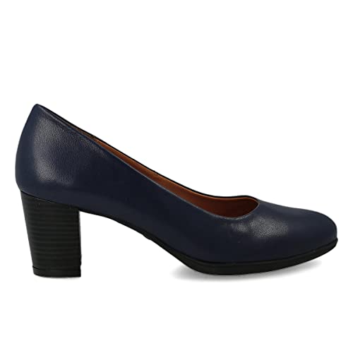 PAYMA - Damen Leder Schuhe Pumps mit Integrierter Gel Einlegesohle. Kleid Schuhe aus Spanien. Absatz 6 cm. Farbe: Marineblau 6cm, Größe: EU 37 von PAYMA