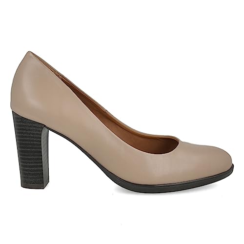 PAYMA - Damen Leder Schuhe Pumps mit Integrierter Gel Einlegesohle. Kleid Schuhe aus Spanien. Absatz 8 cm. Farbe: Beige 8cm, Größe: EU 39 von PAYMA
