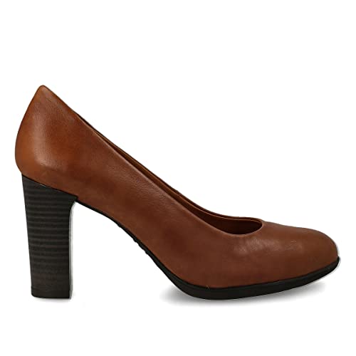 PAYMA - Damen Leder Schuhe Pumps mit Integrierter Gel Einlegesohle. Kleid Schuhe aus Spanien. Absatz 8 cm. Farbe: Braun 8cm, Größe: EU 37 von PAYMA