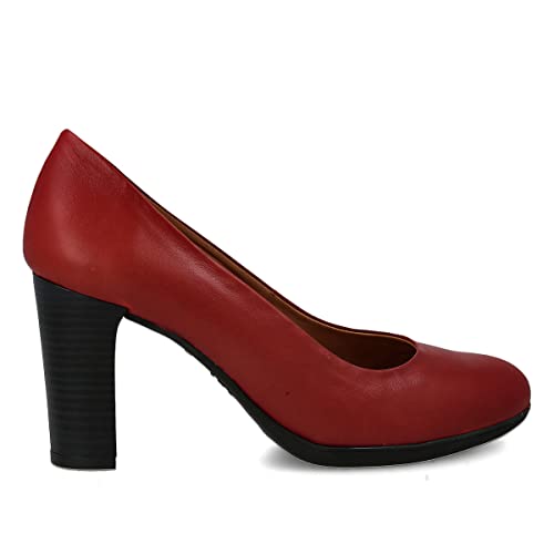 PAYMA - Damen Leder Schuhe Pumps mit Integrierter Gel Einlegesohle. Kleid Schuhe aus Spanien. Absatz 8 cm. Farbe: Rot 8cm, Größe: EU 39 von PAYMA