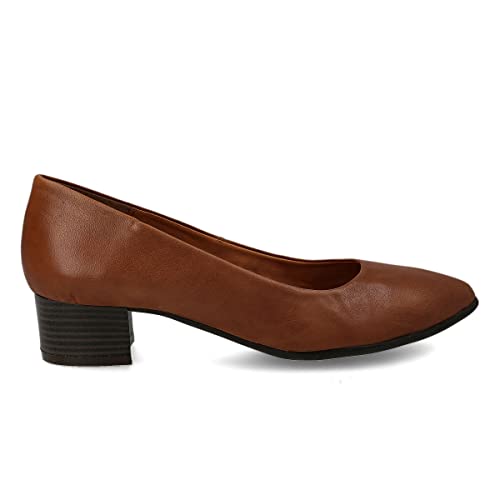 PAYMA - Damen Leder Schuhe Pumps mit Integrierter Gel Einlegesohle. Kleid Schuhe aus Spanien. Absatz 3 cm. Farbe: Braun 3cm, Größe: EU 37 von PAYMA