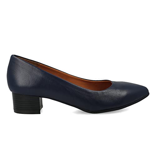 PAYMA - Damen Leder Schuhe Pumps mit Integrierter Gel Einlegesohle. Kleid Schuhe aus Spanien. Absatz 3 cm. Farbe: Marineblau 3cm, Größe: EU 38 von PAYMA