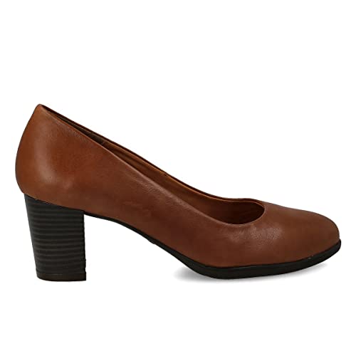 PAYMA - Damen Leder Schuhe Pumps mit Integrierter Gel Einlegesohle. Kleid Schuhe aus Spanien. Absatz 6 cm. Farbe: Braun 6cm, Größe: EU 35 von PAYMA