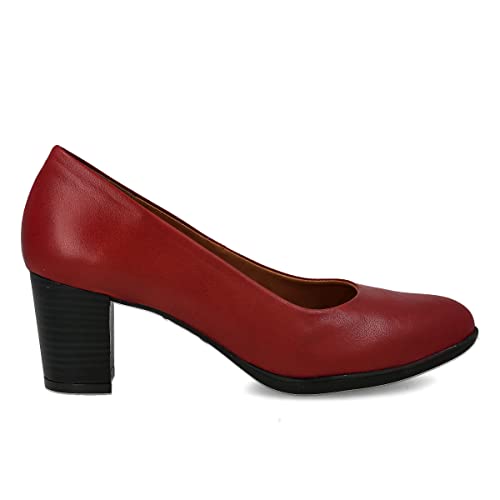 PAYMA - Damen Leder Schuhe Pumps mit Integrierter Gel Einlegesohle. Kleid Schuhe aus Spanien. Absatz 6 cm. Farbe: Rot 6cm, Größe: EU 41 von PAYMA