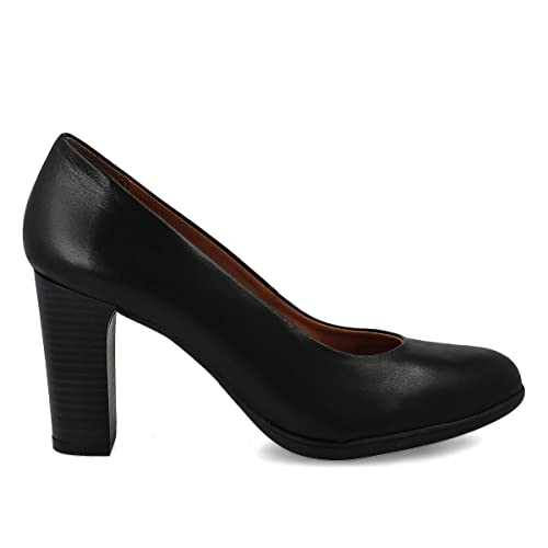PAYMA - Damen Leder Schuhe Pumps mit Integrierter Gel Einlegesohle. Kleid Schuhe aus Spanien. Absatz 8 cm. Farbe: Schwarz 8cm, Größe: EU 37 von PAYMA