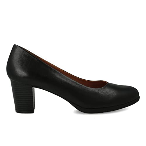 PAYMA - Damen Leder Schuhe Pumps mit Integrierter Gel Einlegesohle.Kleid Schuhe aus Spanien. Absatz 6 cm. Farbe: Schwarz 6cm, Größe: EU 37 von PAYMA