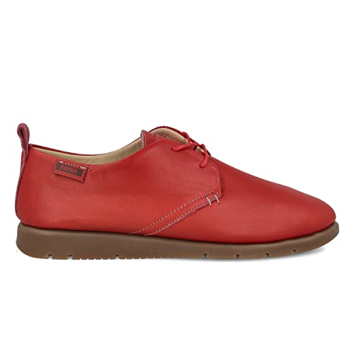 PAYMA - Damen Leder Sneaker. Turnschuhe. Schnürhalbschuhe. Flexible Komfort Leder. Sportschuhe. Farbe: Rot, Größe: EU 40 von PAYMA