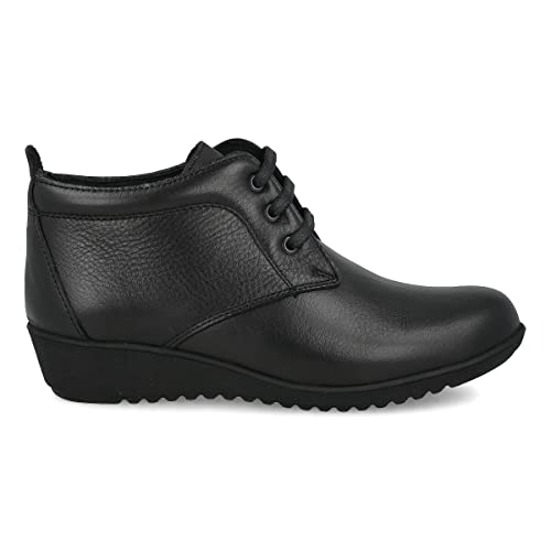 PAYMA - Leder Stiefel Stiefeletten Ankle Boot für Damen. Schnürstiefel mit Niedrigem Keil. Schnürbeute. Flexibel und Komfortabel. Farbe: Schwarz. Größe EU 41 von PAYMA