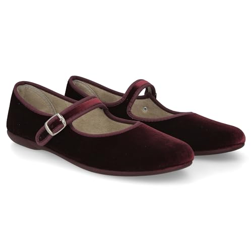 PAYMA - Damen Mary Janes aus Samt. Flache Ballerinas, Casual Sandalen, Bequeme Maryjane Schuhe Schnallenverschluss. Farbe: Burgund, Größe: EU 37 PAYMA - Damen Mary Janes aus Samt. Flache Ballerinas, Casual Sandalen, Bequeme Maryjane Schuhe Schnallenverschluss. Farbe: Burgund, Größe: EU 37 von PAYMA