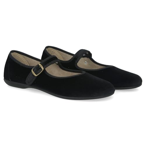 PAYMA - Damen Mary Janes aus Samt. Flache Ballerinas, Casual Sandalen, Bequeme Maryjane Schuhe Schnallenverschluss. Farbe: Schwarz, Größe: EU 38 PAYMA - Damen Mary Janes aus Samt. Flache Ballerinas, Casual Sandalen, Bequeme Maryjane Schuhe Schnallenverschluss. Farbe: Schwarz, Größe: EU 38 von PAYMA