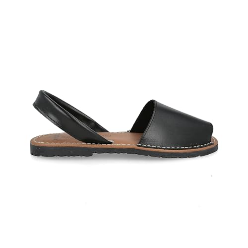 PAYMA - Damen Menorquinas Avarcas für Damen Herren Unisex. Leder Artikel aus Spanien. Sommer Sandalen. Gepolsterte Vorlage. Farbe: Schwarz, Größe: EU 41 von PAYMA