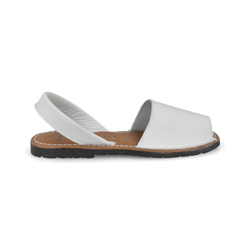 PAYMA - Damen Menorquinas Avarcas für Damen Herren Unisex. Leder Artikel aus Spanien. Sommer Sandalen. Gepolsterte Vorlage. Farbe: Weiß, Größe: EU 38 von PAYMA