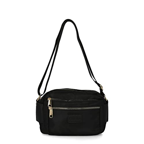 PAYMA - Damen Schultertaschen. Umhängetasche Wasserabweisend Crossbody. Innen und Außentaschen mit Reißverschluss. Täglicher Gebrauch, Reisen, Sport. Farbe: Schwarz von PAYMA