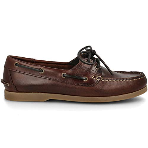 PAYMA - Herren Bootsschuhe Segelschuhe Mokassins aus Seahorse Geölt Leder 2 Eye Classic Lace Docksides. Mehrfarbige Gummisohle. Farben: Braun. Größe 43 von PAYMA