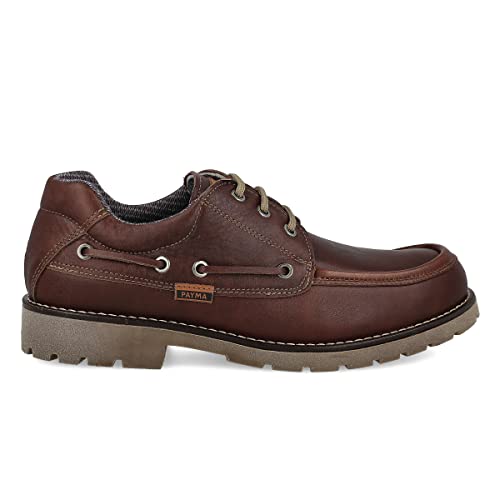 PAYMA - Herren Bootsschuhe Wasserdicht Leder Mokassins. Waterproof und Atmungsaktiv ONTEX Membran. Winter Herbst Loafer Gummisohle. Schnürverschluss. Braun, Größe EU 44 von PAYMA